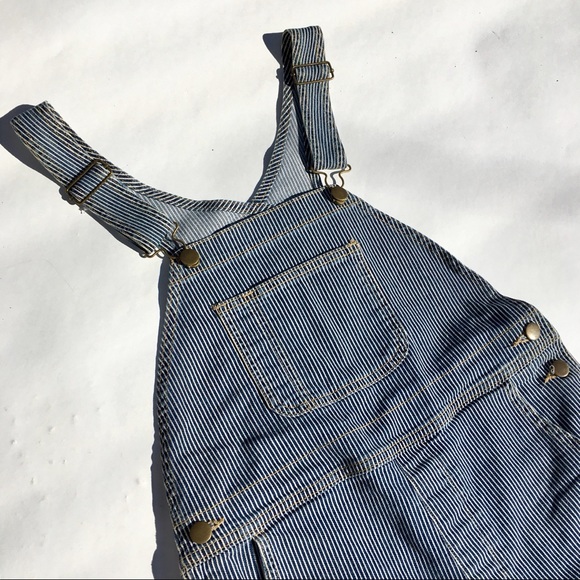American Apparel Denim - American Apparel Striped Overall Shorts